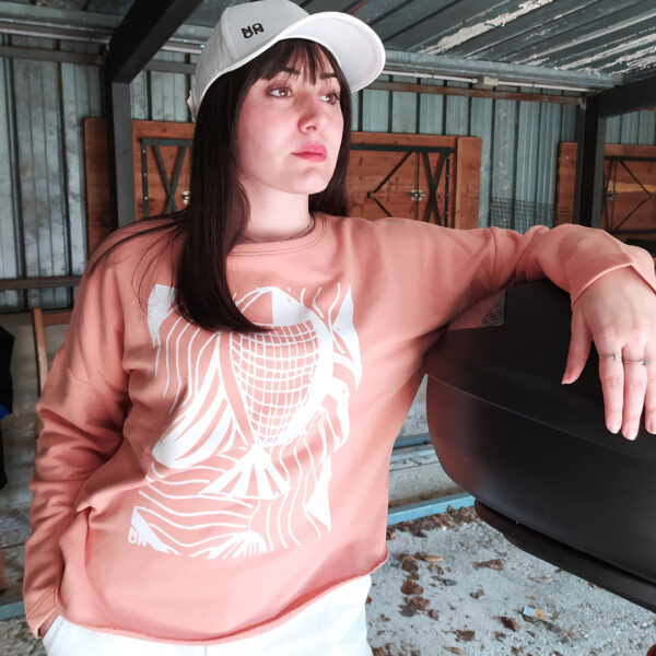 NO ON Felpa Donna – French Terry – Colore rosa pesca